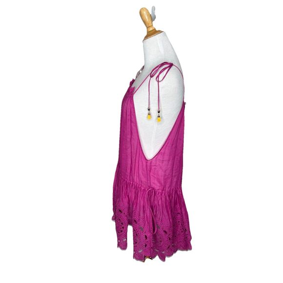 ZIMMERMANN Teddy Scallop Tie Top Pink Fuchsia Blouse Size 2 - Picture 5 of 10